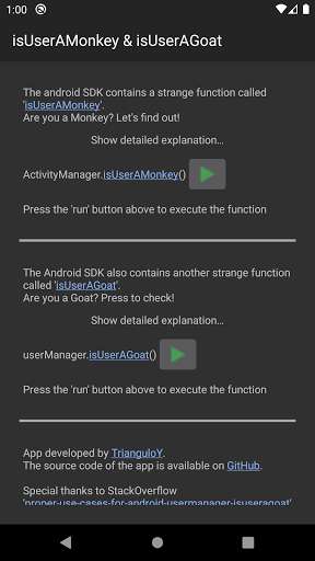Run android online APK isUserAMonkey & isUserAGoat [curiosity] from MyAndroid or emulate isUserAMonkey & isUserAGoat [curiosity] using MyAndroid